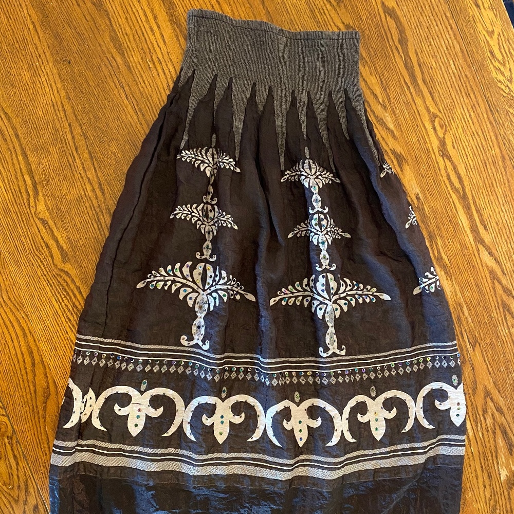 Lapis Broomstick MIDI Skirt one size fits most women’s grey with beading detail